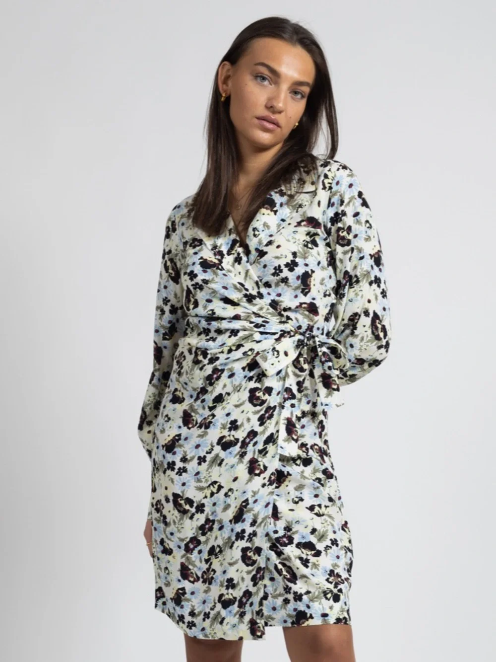 GANNI 🖤 Printed Crepe Wrap Dress